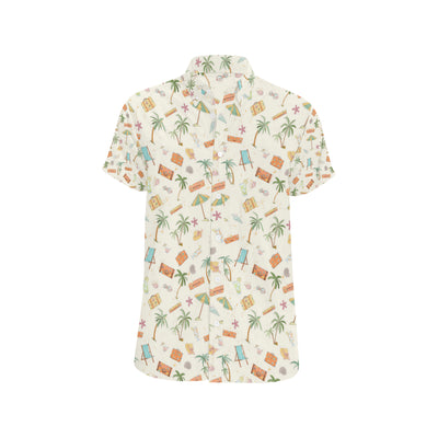 Beach Themed Pattern Print Design 05 Men's Short Sleeve Button Up Shirt