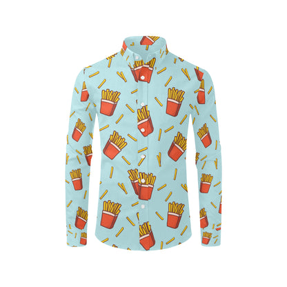 French Fried Pattern Print Design 02 Men's Long Sleeve Shirt