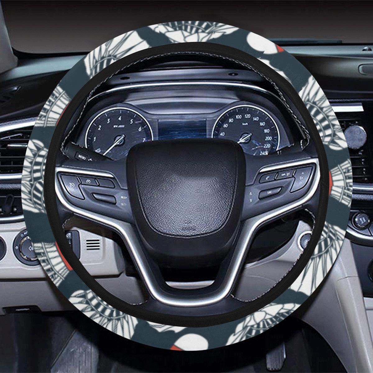 Badminton Ball Pattern Print Design 01 Steering Wheel Cover with Elastic Edge