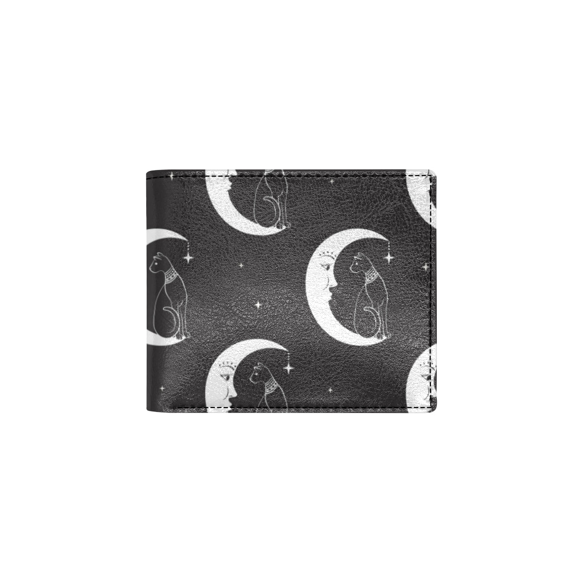 Moon with Cat Pattern Print Design 04 Men's ID Card Wallet