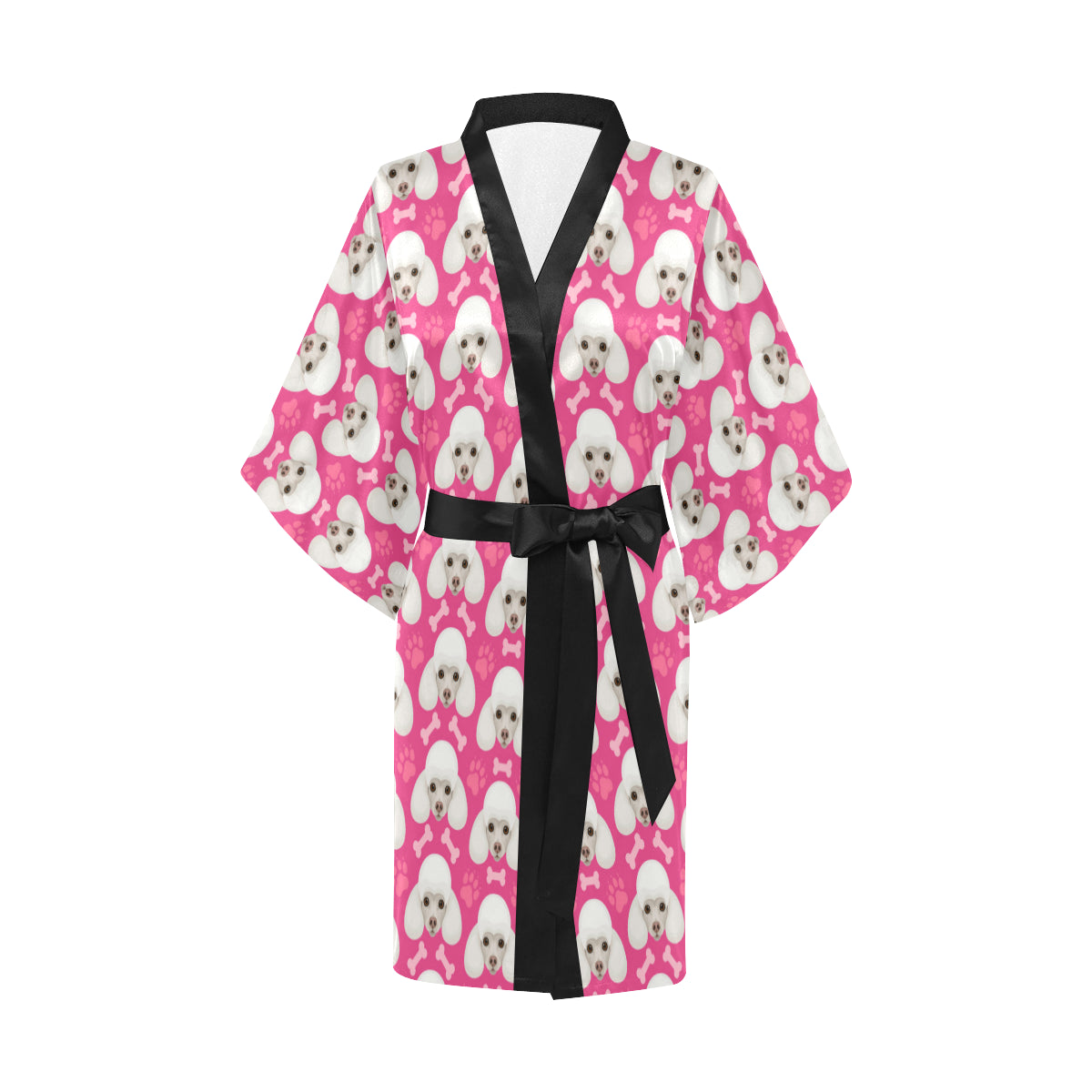 Poodle Pattern Print Design A04 Women's Short Kimono