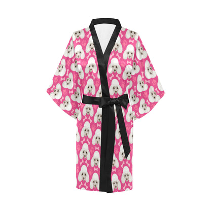 Poodle Pattern Print Design A04 Women's Short Kimono