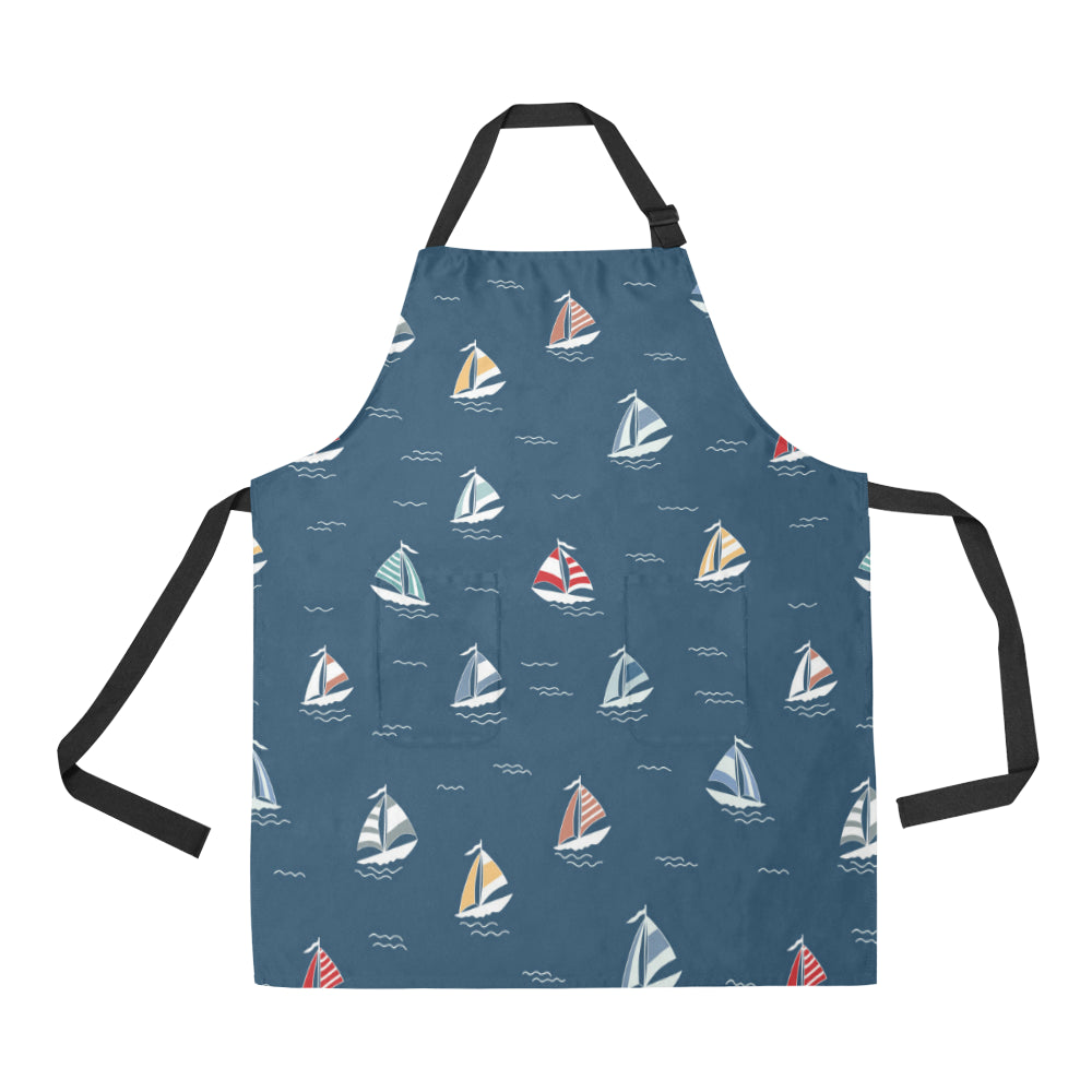Sailing Ships Pattern Print Design A02 Apron with Pocket