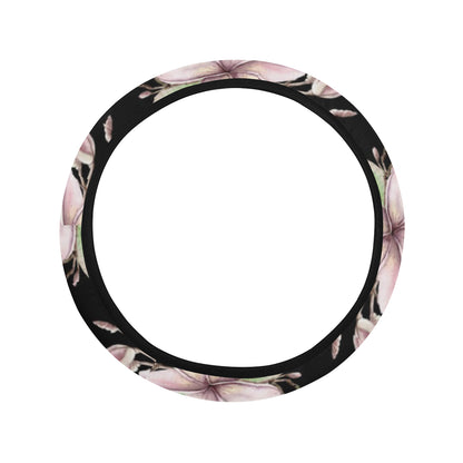 Plumeria Pattern Print Design PM02 Steering Wheel Cover with Elastic Edge