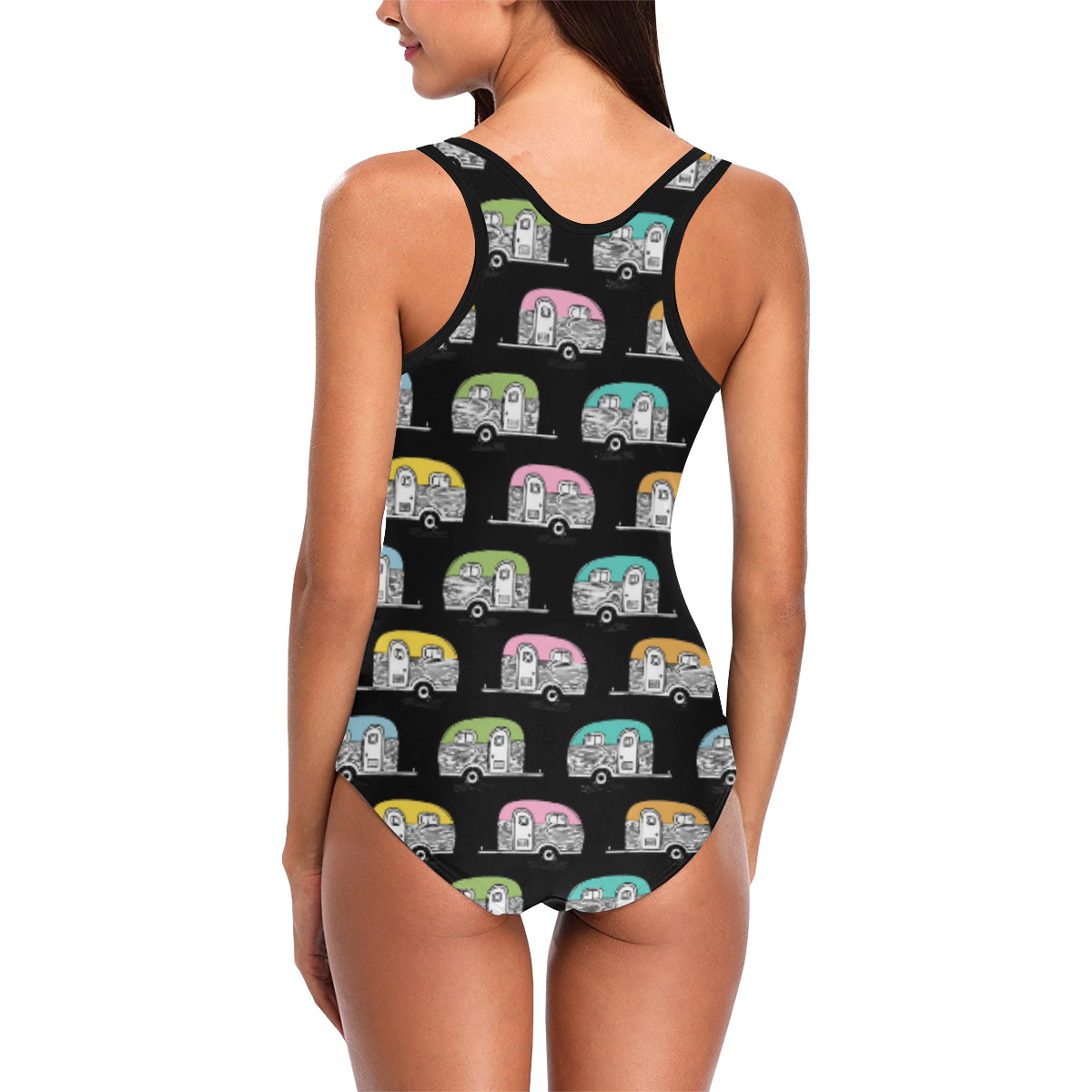 Camper Pattern Camping Themed No 2 Print Women Swimsuit