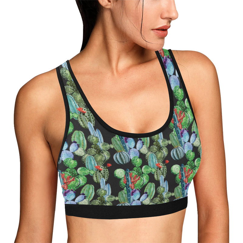 Cactus Watercolor Style Print Sports Bra