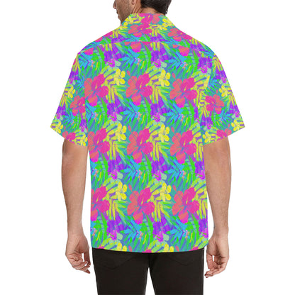 Neon Tropical Pattern Print Design A03 Men's Hawaiian Shirt