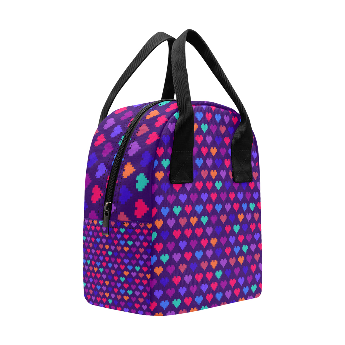 Heart Pixel Pattern Print Design HE03 Insulated Lunch Bag