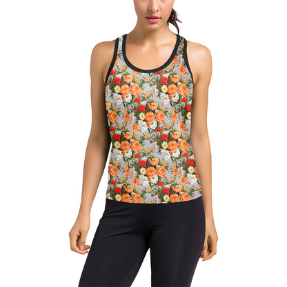 Lisianthus Pattern Print Design LT04 Women's Racerback Tank Top