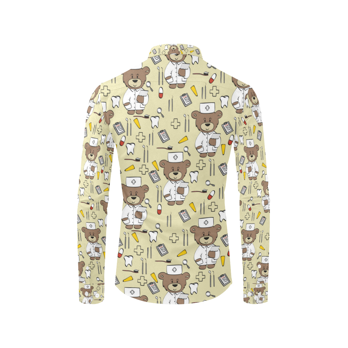 Nurse Bear Pattern Print Design A02 Men's Long Sleeve Shirt