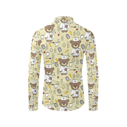 Nurse Bear Pattern Print Design A02 Men's Long Sleeve Shirt