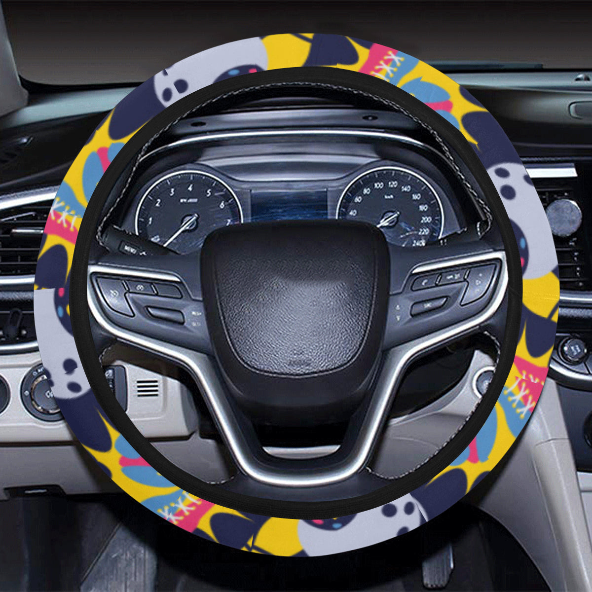 Bowling Pattern Print Design 02 Steering Wheel Cover with Elastic Edge