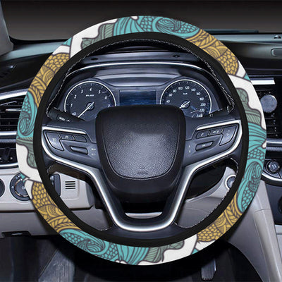 Tribal Wave Pattern Print Steering Wheel Cover with Elastic Edge