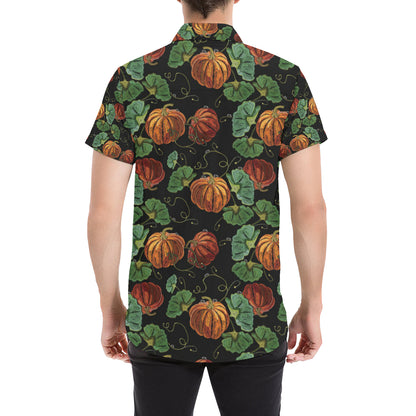 Pumpkin Pattern Print Design A02 Men's Short Sleeve Button Up Shirt