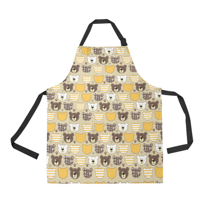 Bear PatchworkPattern Print Design 01 Apron with Pocket