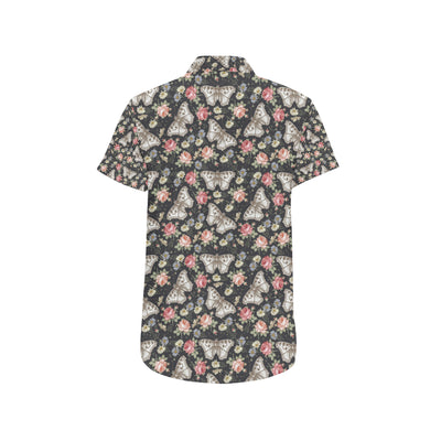 Butterfly Flower Pattern Print Design 07 Men's Short Sleeve Button Up Shirt