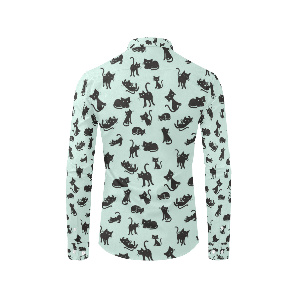 Black Cat Pattern Print Design 04 Men's Long Sleeve Shirt