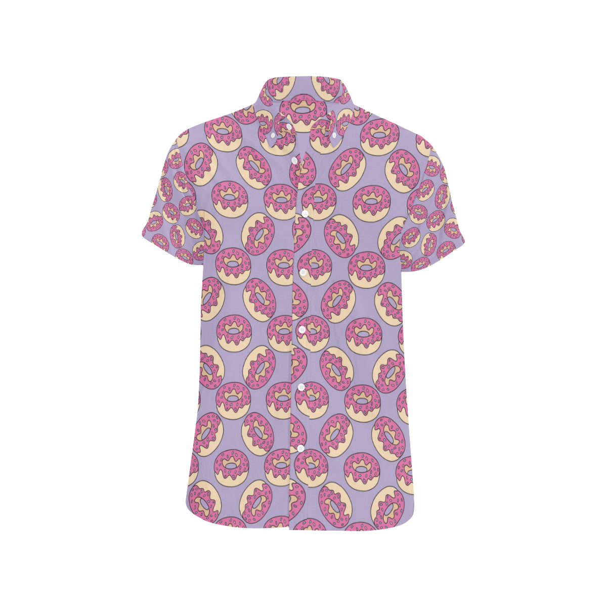 Donut Pattern Print Design DN015 Men's Short Sleeve Button Up Shirt