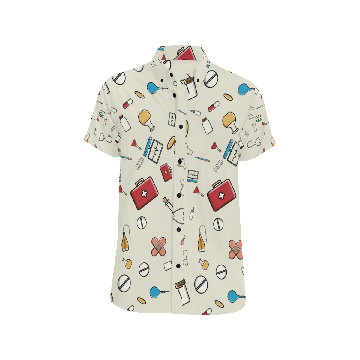Nurse Pattern Print Design A04 Men's Short Sleeve Button Up Shirt