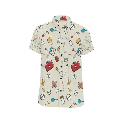 Nurse Pattern Print Design A04 Men's Short Sleeve Button Up Shirt