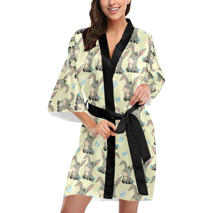 Donkey Baby Pattern Print Design 02 Women's Short Kimono