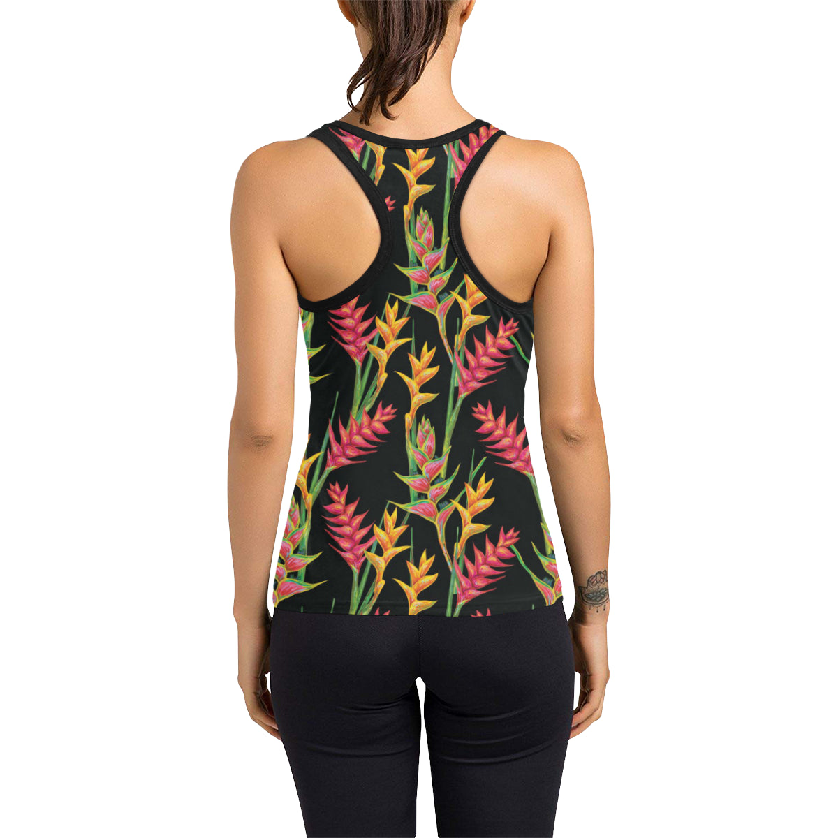 Heliconia Pattern Print Design HL01 Women's Racerback Tank Top