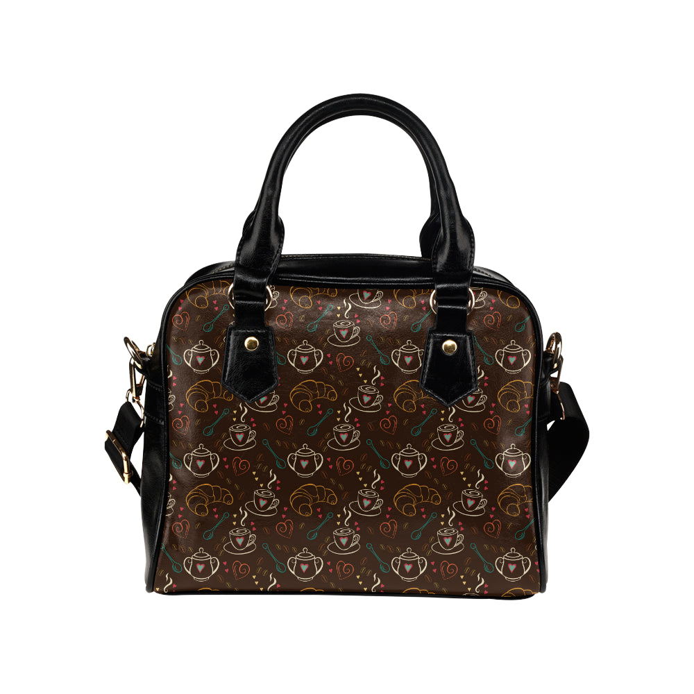 Coffee Pattern Print Design 06 Shoulder Handbag