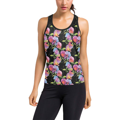Peony Pattern Print Design PE012 Women's Racerback Tank Top