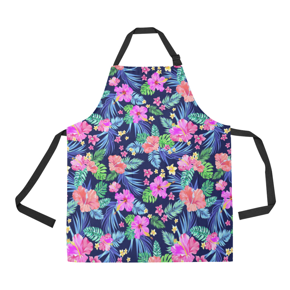 Neon Hibiscus Pattern Print Design HB016 Apron with Pocket