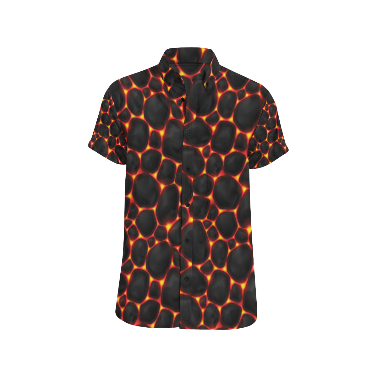 Lava Pattern Print Design 01 Men's Short Sleeve Button Up Shirt