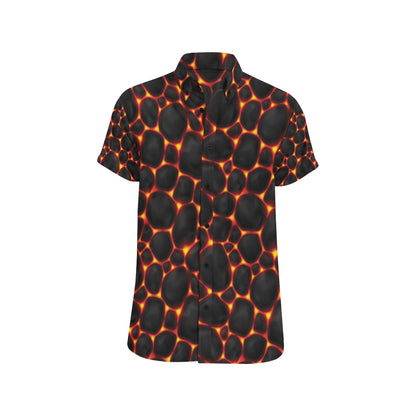 Lava Pattern Print Design 01 Men's Short Sleeve Button Up Shirt