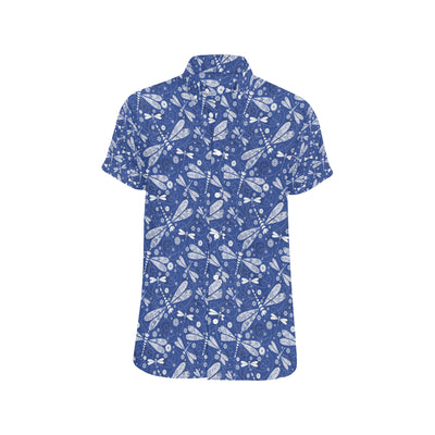 Dragonfly Pattern Print Design 03 Men's Short Sleeve Button Up Shirt