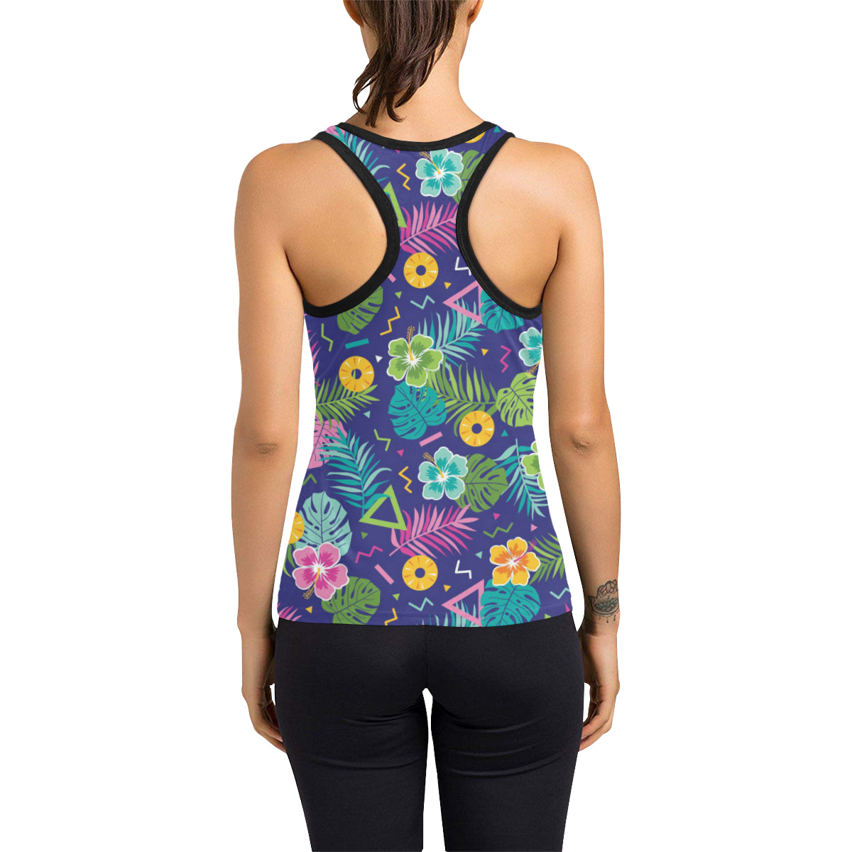 Hawaiian Themed Pattern Print Design H014 Women's Racerback Tank Top