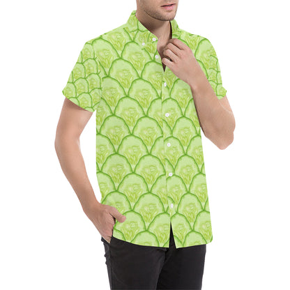 Cucumber Pattern Print Design CC04 Men's Short Sleeve Button Up Shirt