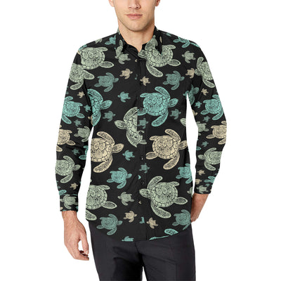 Sea Turtle Stamp Pattern Men's Long Sleeve Shirt