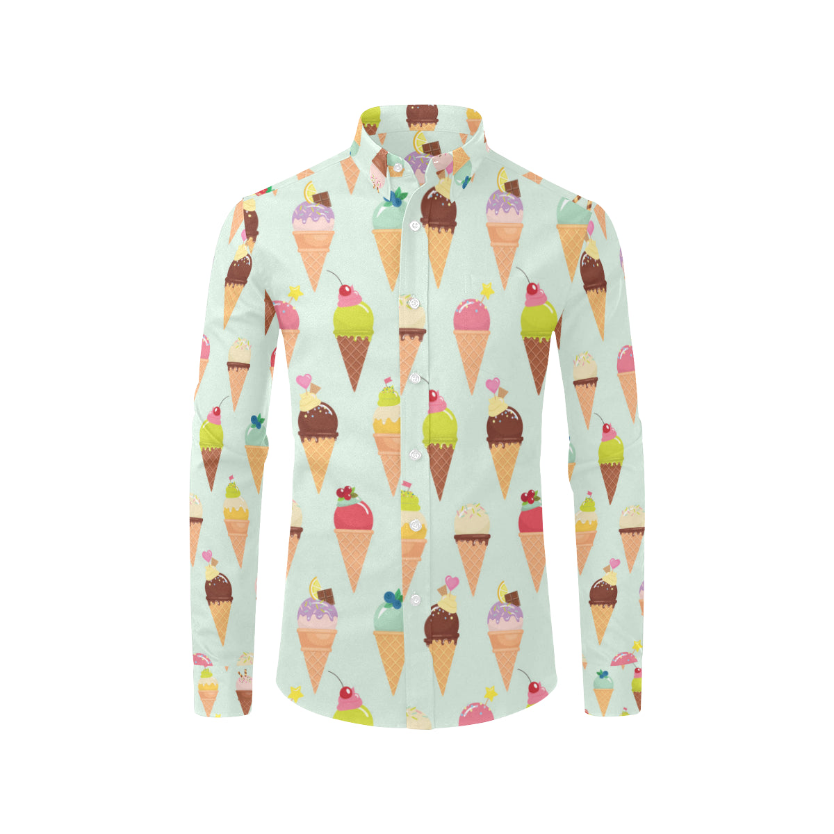 Ice Cream Pattern Print Design 03 Men's Long Sleeve Shirt