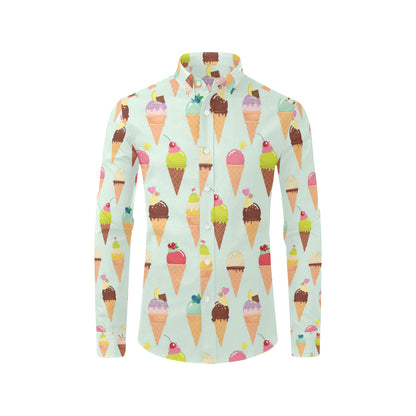 Ice Cream Pattern Print Design 03 Men's Long Sleeve Shirt