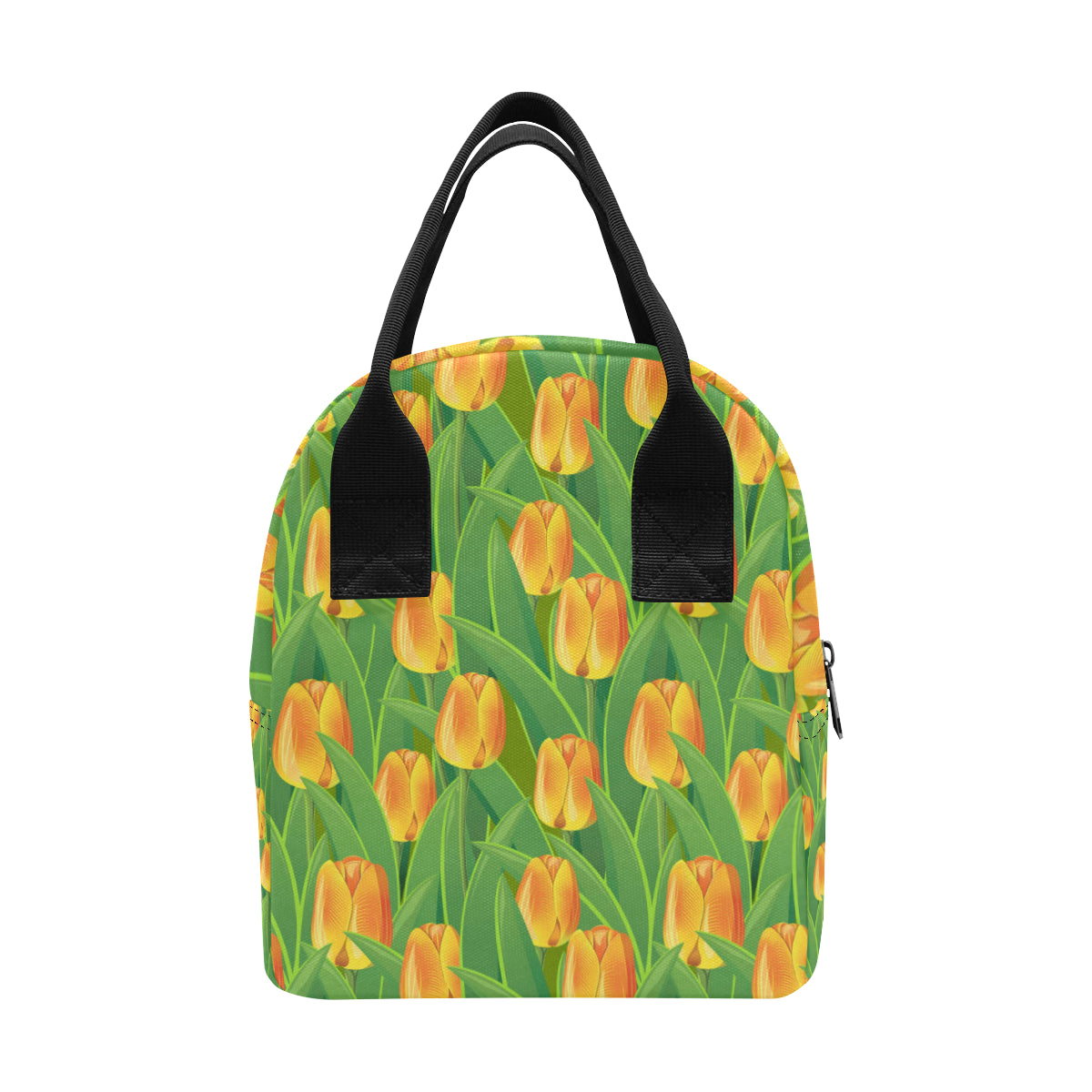 Tulip Orange Pattern Print Design TP07 Insulated Lunch Bag