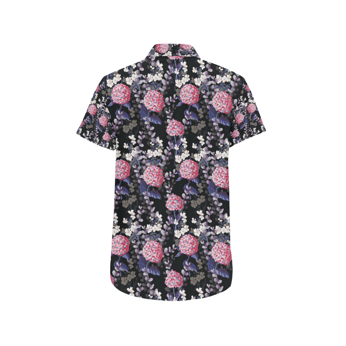 Hydrangea Pattern Print Design HD04 Men's Short Sleeve Button Up Shirt