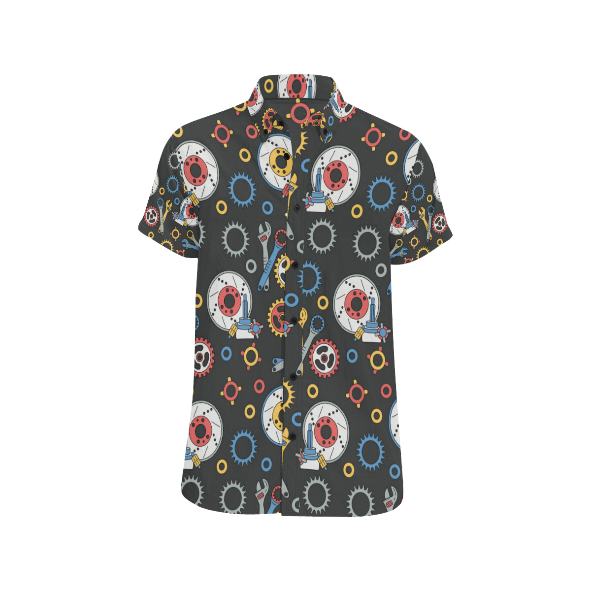 Mechanic Pattern Print Design 01 Men's Short Sleeve Button Up Shirt