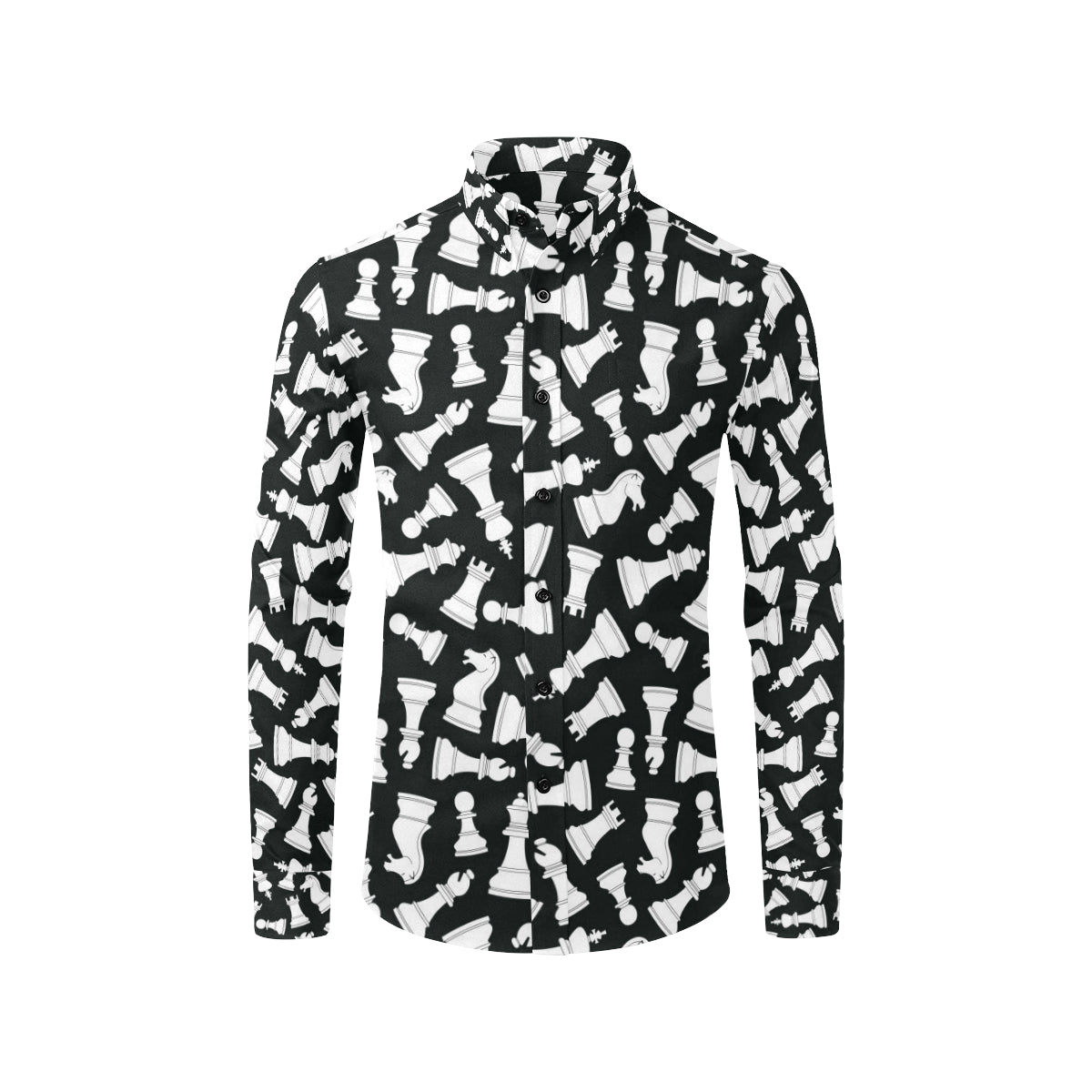 Chess Pattern Print Design 01 Men's Long Sleeve Shirt
