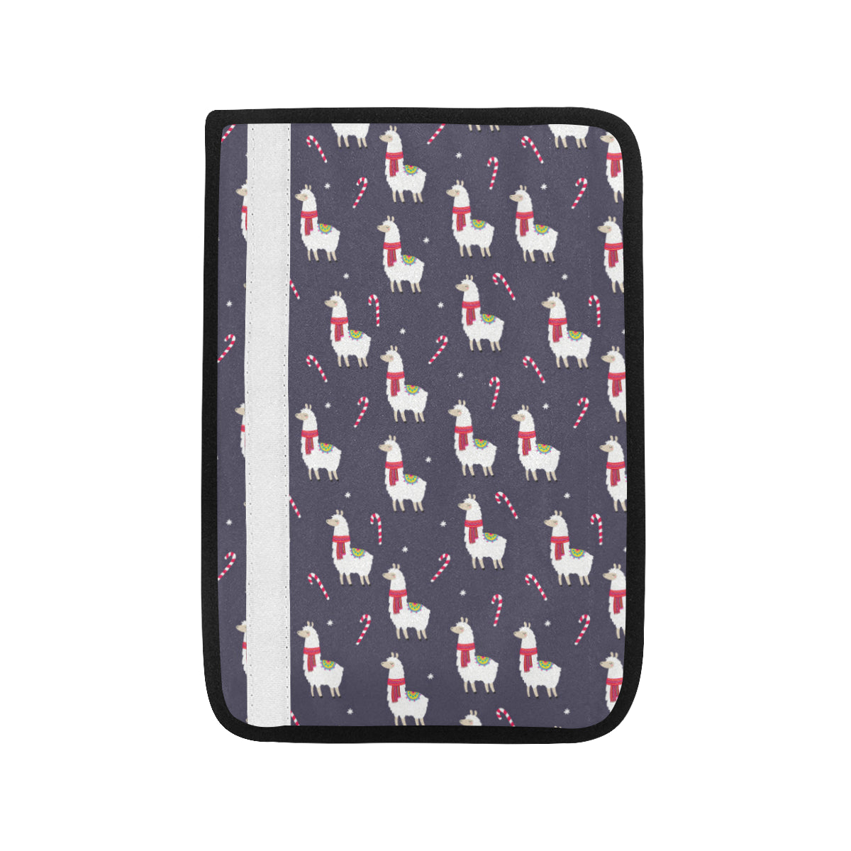 Llama with Candy Cane Themed Print Car Seat Belt Cover