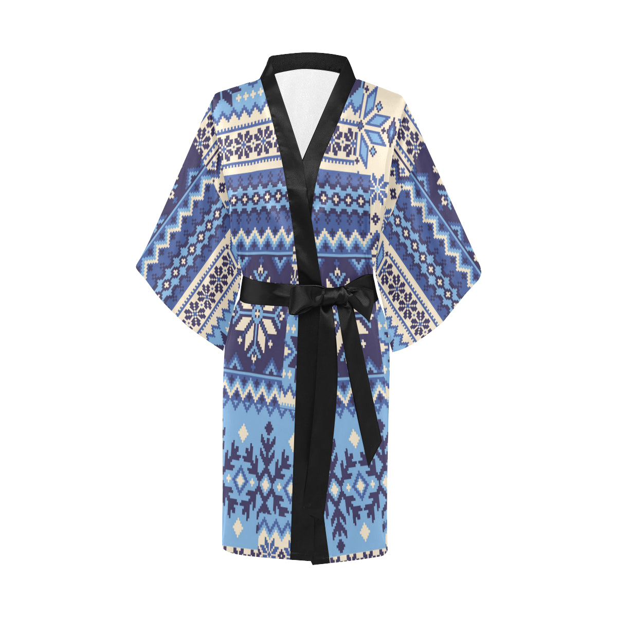 Nordic Pattern Print Design A04 Women's Short Kimono