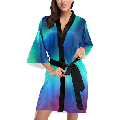Aurora Borealis Pattern Print Design 02 Women's Short Kimono