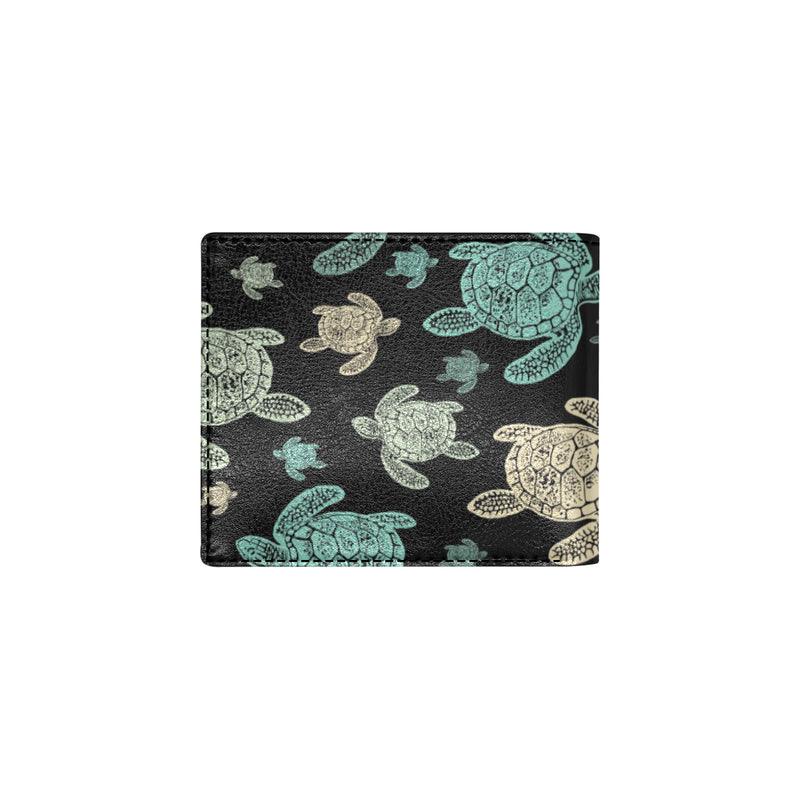 Sea Turtle Stamp Pattern Men's ID Card Wallet