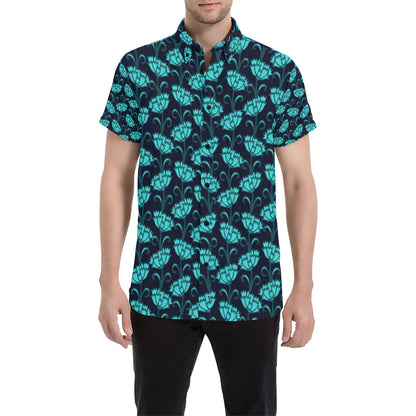 Carnations Pattern Print Design CN06 Men's Short Sleeve Button Up Shirt