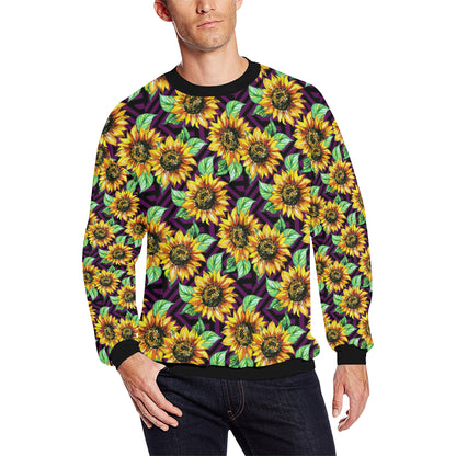 Sunflower Pattern Print Design SF012 Men Long Sleeve Sweatshirt