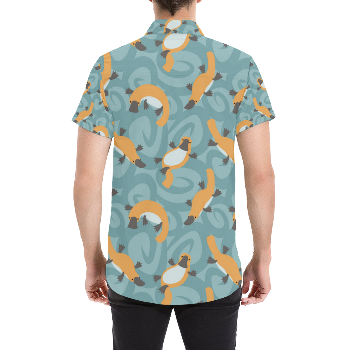 Platypus Pattern Print Design A01 Men's Short Sleeve Button Up Shirt