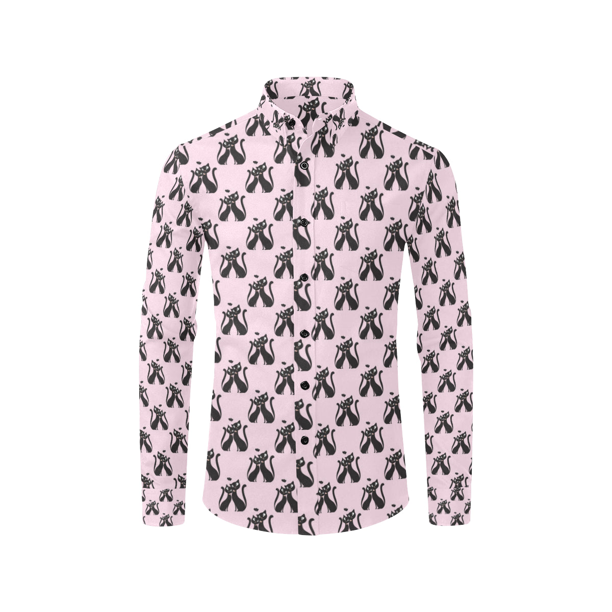 Black Cat Pattern Print Design 01 Men's Long Sleeve Shirt