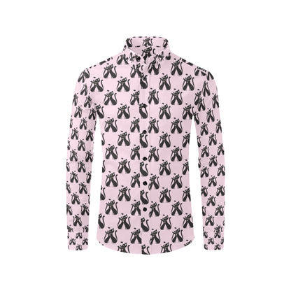 Black Cat Pattern Print Design 01 Men's Long Sleeve Shirt